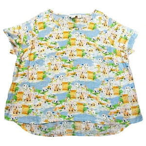 Cynthia Rowley Amalfi Coast Blouse Poplin Linen Top Coastal Plus Size 1X